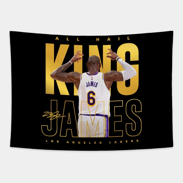 Lebron James All Hail The King Tapestry by Juantamad
