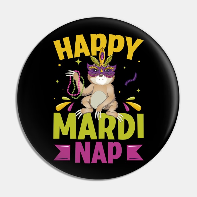 Happy Mardi Nap Lazy Sloth Wearing Carnival Mask Mardi Gras Pin by Pizzan