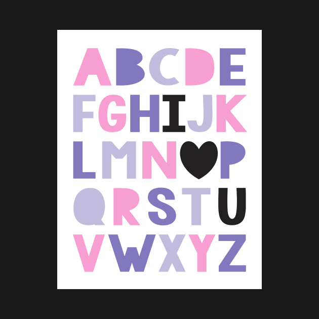 I love you ABCs in pink and purple by creativemonsoon