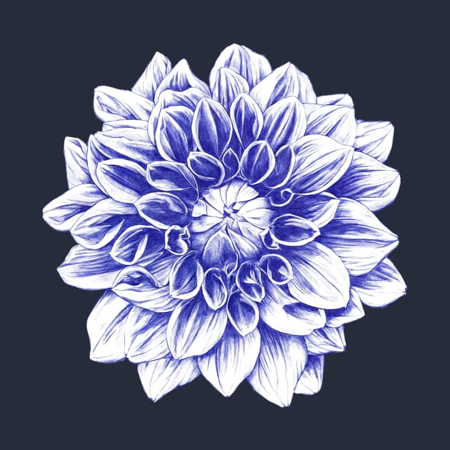 Ballpoint Blue Dahlia by ronnkools