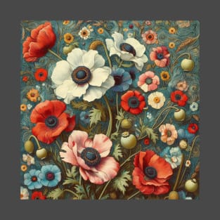 anemone and poppy flower pattern 4 T-Shirt