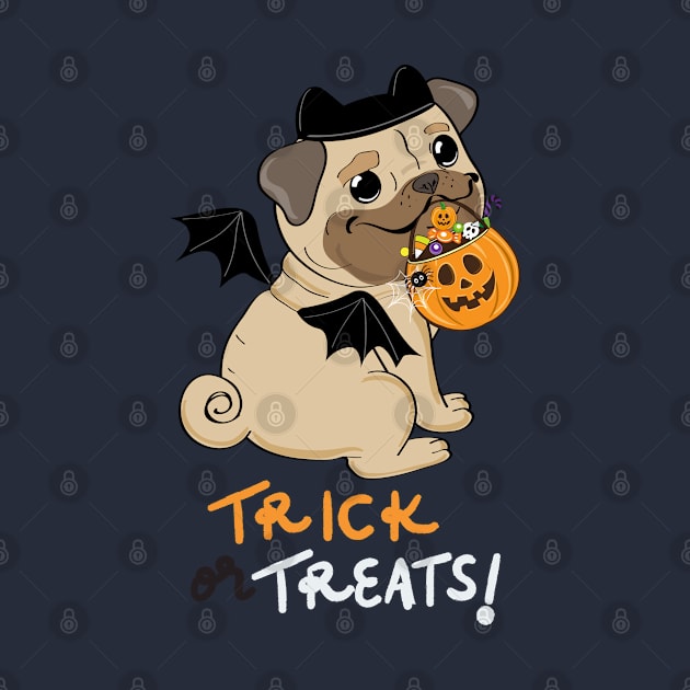 Halloween cartoon pug with candies by Rdxart