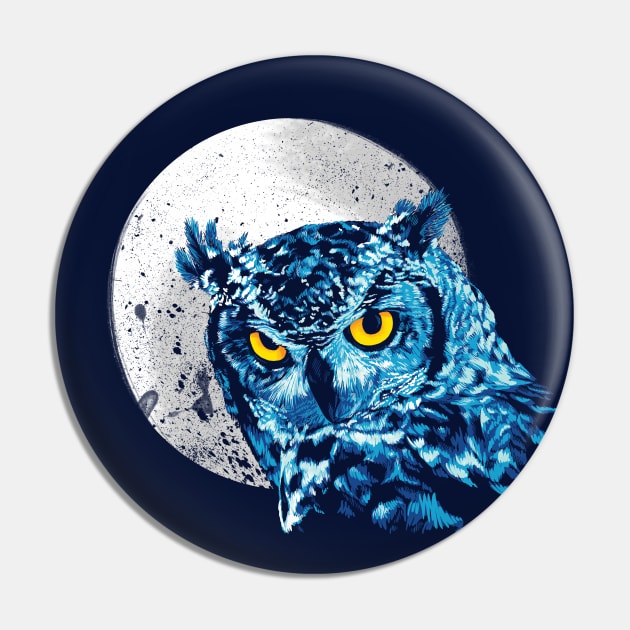 Midnight Moonlit Owl Painting Pin by polliadesign