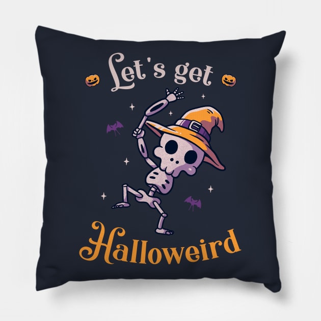 Lets Get Halloweird Funny Cute Spooky Pillow by eduely