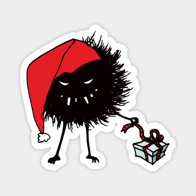 Evil Christmas Bug With Present Magnet by Boriana Giormova