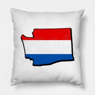 Red, White, and Blue Washington Outline Pillow