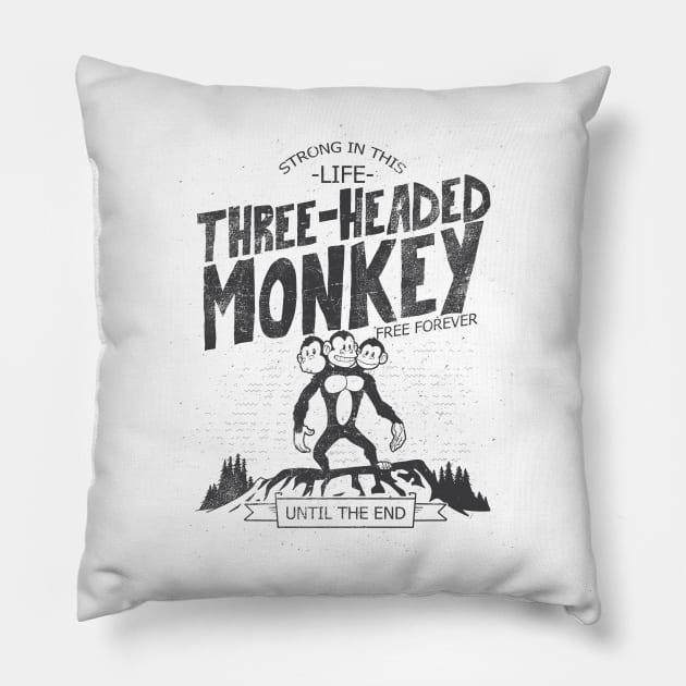 The three-headed monkey Pillow by Cromanart