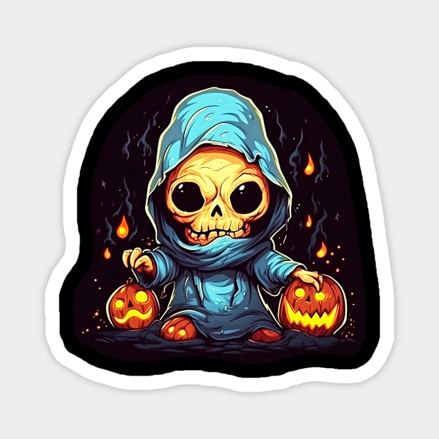 Eerie Halloween Ghoul Art - Spooky Season Delight Magnet by Captain Peter Designs