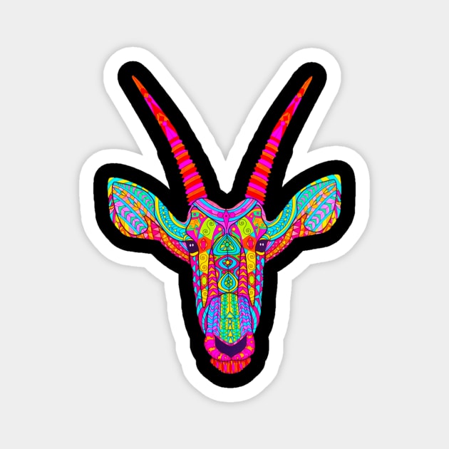 Psychedelic Deer Magnet by Bododobird