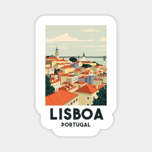 A Vintage Travel Art of Lisbon - Portugal Magnet