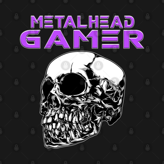 Metalhead Gamer Quarter Skull Purple by Shawnsonart