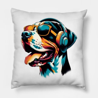 Braque du Bourbonnais as Smiling DJ in Japanese Art Pillow