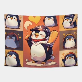 Cute penguin, funny anime penguin Tapestry