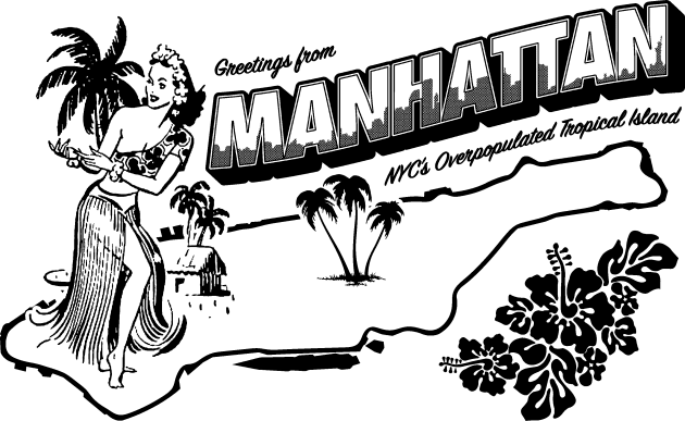 Manhattan - NYC's Overpopulated Tropical Island Kids T-Shirt by UselessRob