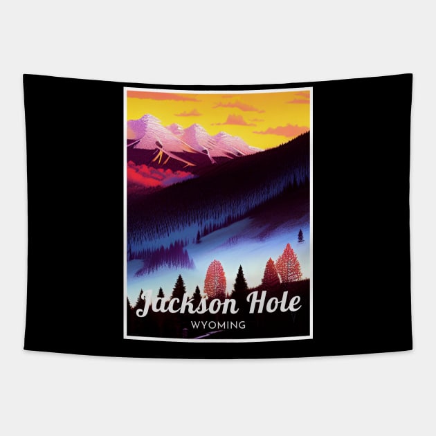 Jackson Hole Wyoming United States ski Tapestry by UbunTo