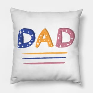 Colorful Dad hand-drawn Lettering Pillow