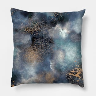 Pocket - Smoky Marble Watercolor Dark Pillow