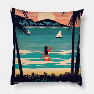 Retro California Sunset Pillow