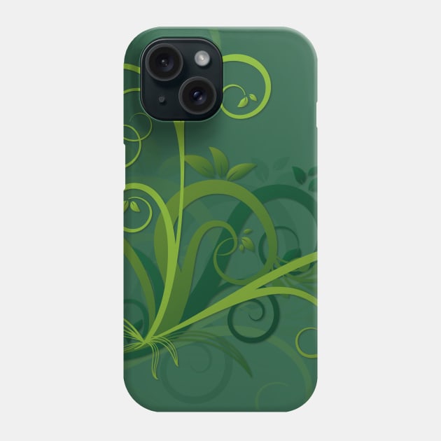 Green Botanical Flourishes Phone Case by KeeganCreations