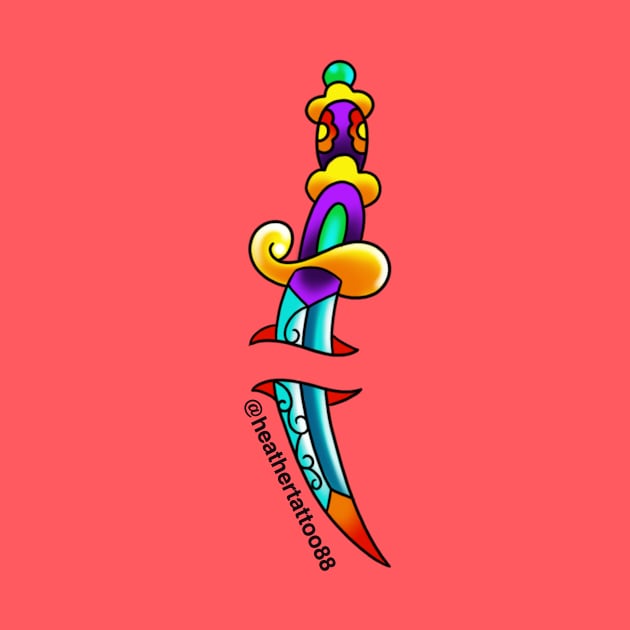 Colorful Dagger by heathertattoo88