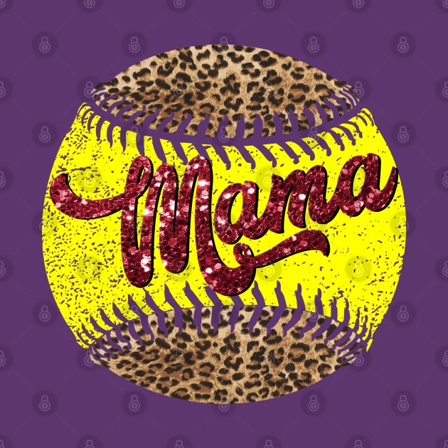 Softball glitter mama leopard print by PixieMomma Co