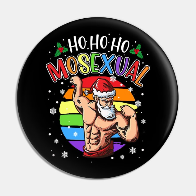 Ho Ho Ho Mosexual Gay Santa LGBT Pun Gay Pride Christmas Pin by HBart