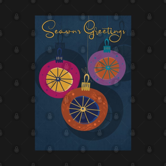 Season’s Greetings with retro styled Christmas baubles by marina63