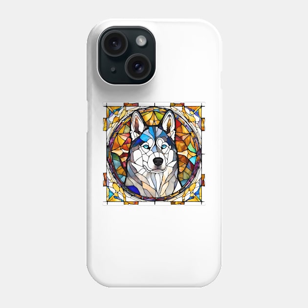 Stained Glass Siberian Husky Phone Case by Doodle and Things