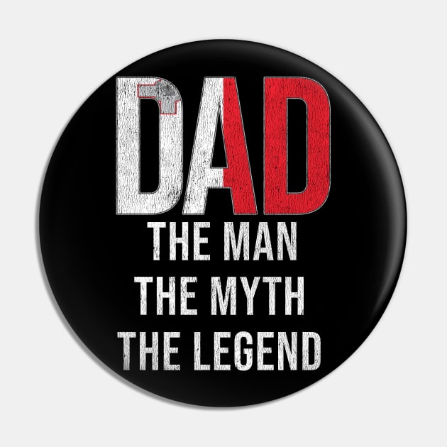 Maltese Dad The Man The Myth The Legend - Gift for Maltese Dad With Roots From Maltese Pin by Country Flags