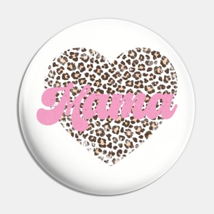 Mama heart leopard print retro distressed design Pin