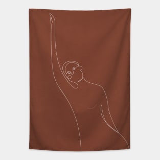 Line Art Woman Body, Earthy Tone Tapestry