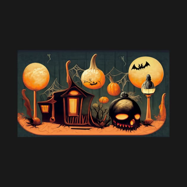 Haunted House on Halloween Night by Tee Trendz