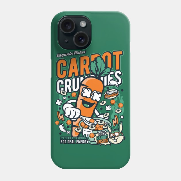 Retro Cartoon Cereal Box // Carrot Crunchies // Funny Vintage Breakfast Cereal Phone Case by SLAG_Creative