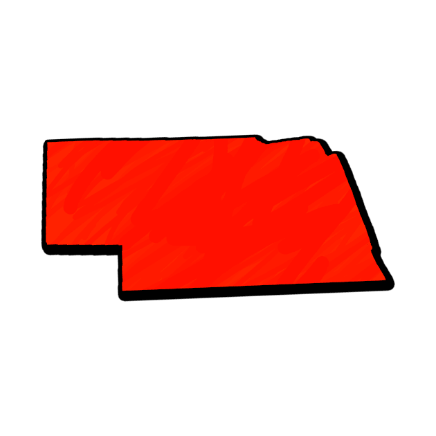 Bright Red Nebraska Outline by Mookle