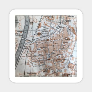 Trento, Italy antique map, gray brown black Magnet