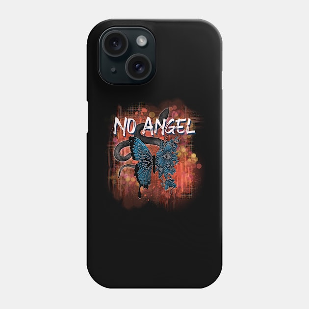 No Angel Design With A Snake And Blue Butterfly-Flowers Phone Case by Quirky And Funny Animals