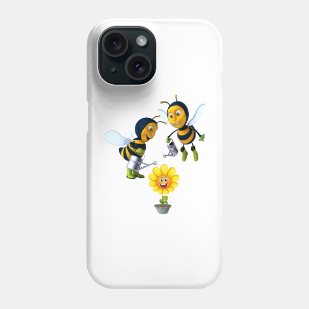 Busy Bees make Happy Flowers - makes the world go around Phone Case by TeesandTops