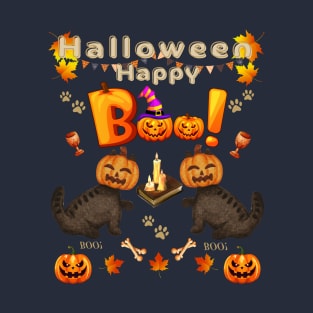 Happy halloween pumpkin cats T-Shirt