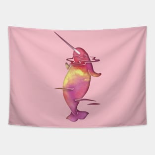 Peach Sea Narwhal Tapestry