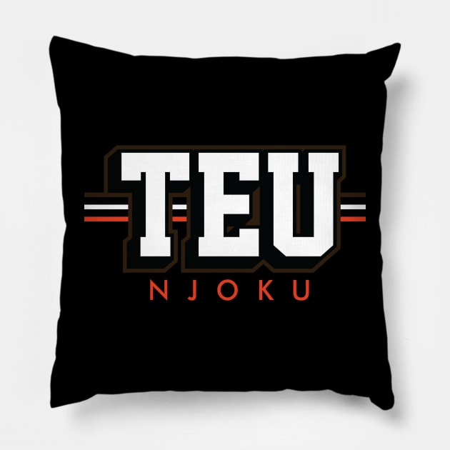 Tight End University - TEU - David Njoku - Cleveland Browns Pillow by nicklower