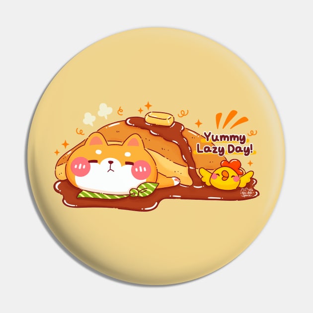 Shiba Inu Yummy Pancake Lazy Day Pin by Nas.ArtSpace