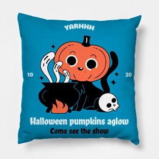 Halloween pumpkins aglow, Come see the show Pillow