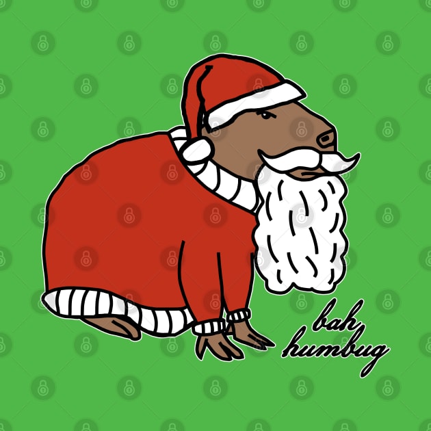 Grumpy Christmas Capybara Santa Claus says Ba Humbug by ellenhenryart