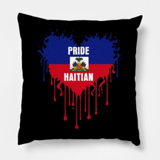 Haitian Pride Dripping Flag - Patriotic Pillow