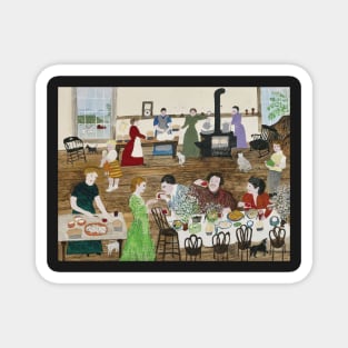 grandma moses painting baking bread Magnet