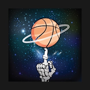 Funny Basketball Skull Galaxy T-Shirt