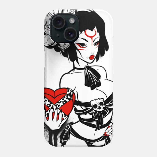 Girl with a heart-shaped box Phone Case by BSKR