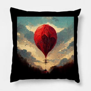 A Vividly Crimson Hot Air Balloon Pillow