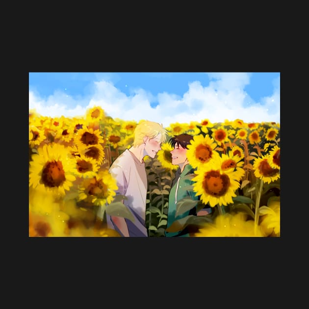 Banana Fish - Ash and Eiji in The Sunflower Field by MykaAndSalmon