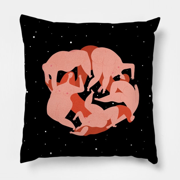 Pink moon Pillow by damppstudio